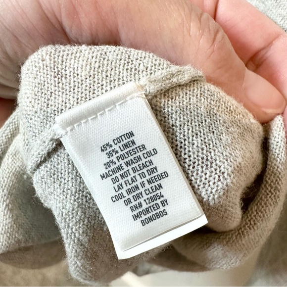 Men's Large Bonobos Henley Sweater  Grey Beige Heathered Preppy Casual Slim Top - Picture 6 of 9